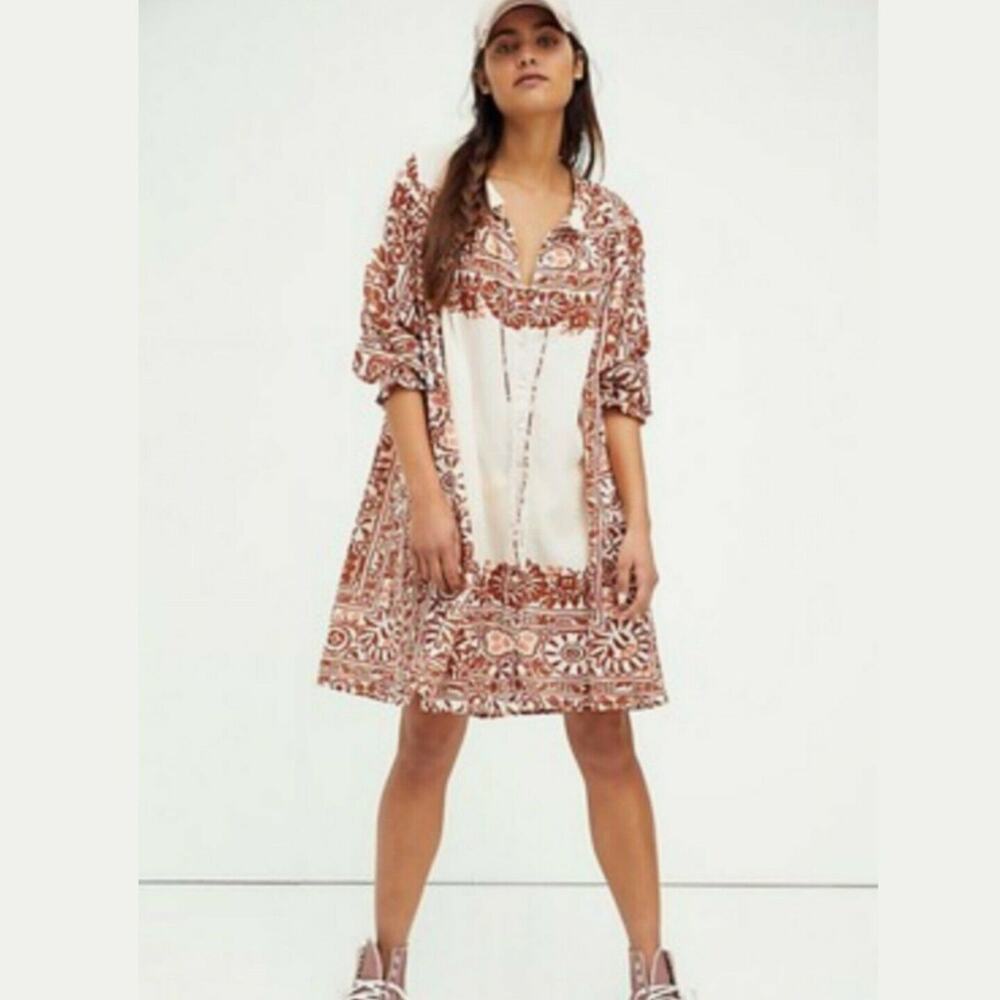 NWT Free People Kinga Csilla Andy Oversized Button Down Mini Dress $210 XS